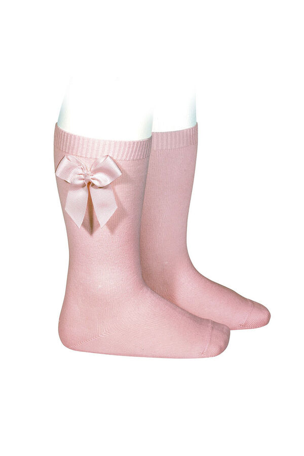 Condor Meias altas de algod&atilde;o com la&ccedil;o rosa