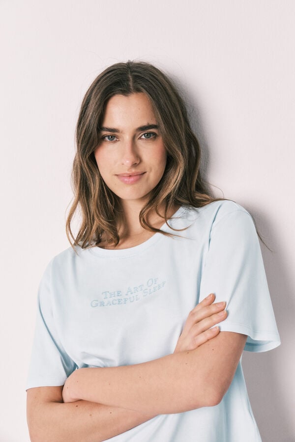 Women'secret Plava 100% pamučna karirana pidžama Plava