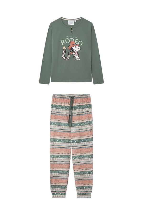Womensecret Pijama 100% algodón Snoopy verde verde