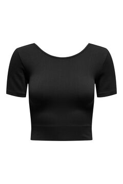 Only Play Top desportivo de manga curta sem costuras, preto.