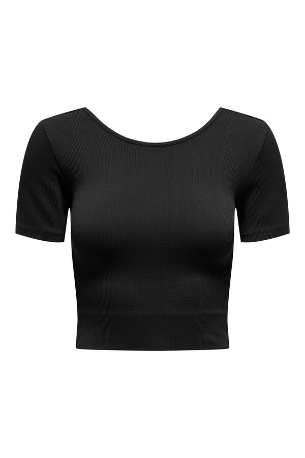 Only Play Black short sleeve seamless sports top. negru
