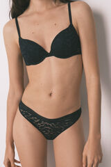 Women'secret Crne čipkaste klasične gaćice V kroja u struku Crna