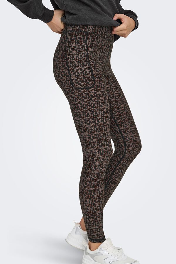 Only Play Leggings tiro alto estampado. negro
