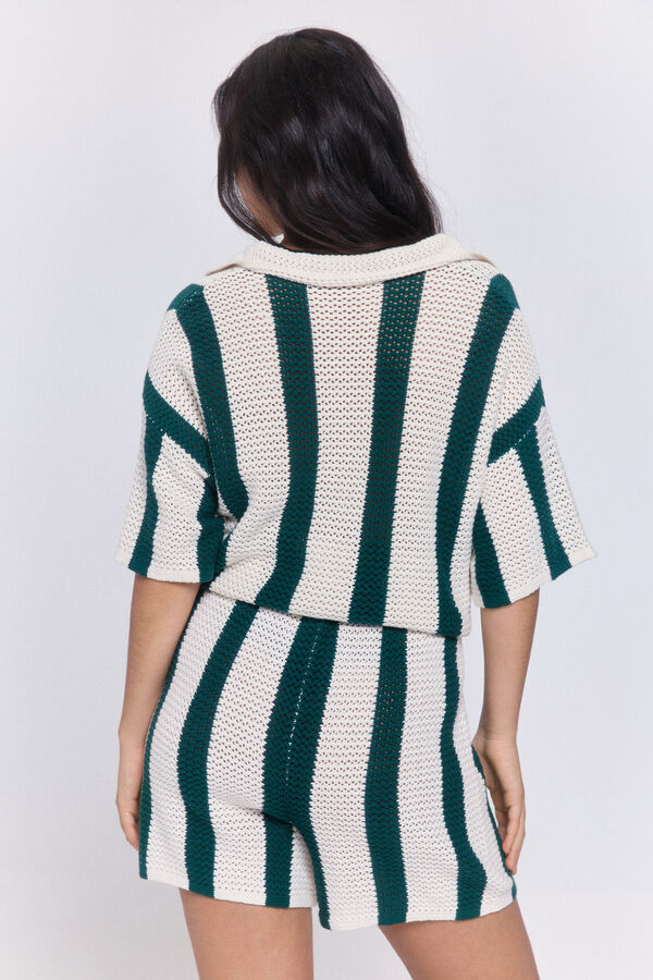 Pieces Shorts punto algod&oacute;n blanco