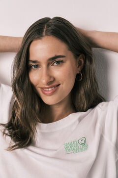 Women'secret Bela pamučna kratka pidžama SmileyWorld&reg;
