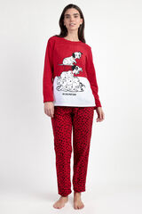 Admas Women's 101 Dalmatians microfleece long pyjamas Crvena