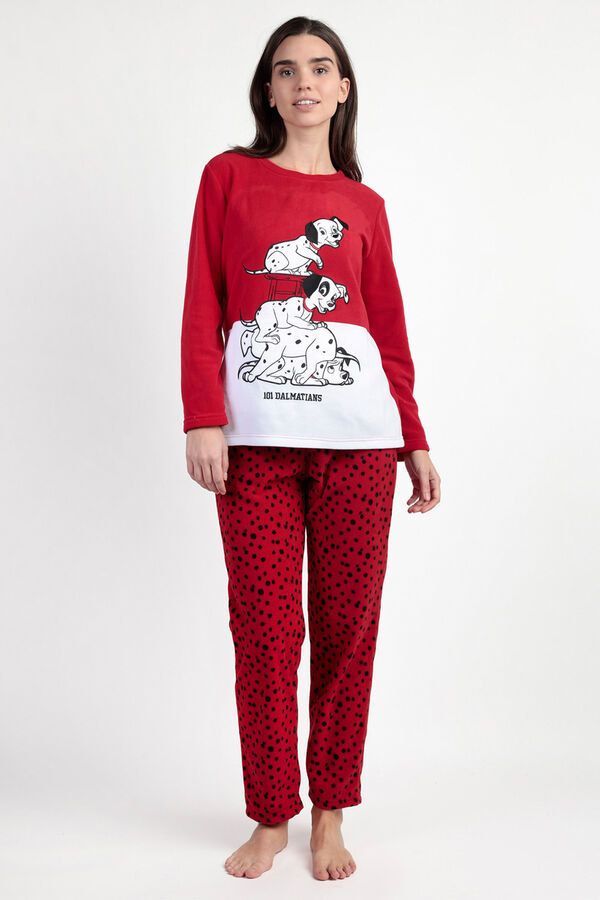Admas Women's 101 Dalmatians microfleece long pyjamas Crvena