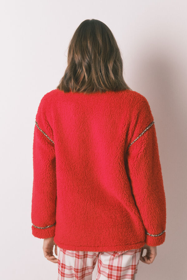 Women'secret Kućni ogrtač crveni ogrtač od ovčije kože sa Snupi vez Crvena