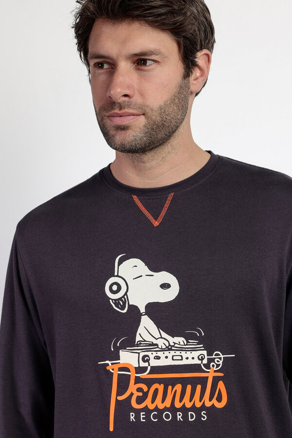 Admas Men's long Snoopy print pyjamas Siva