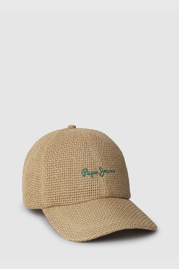 Pepe Jeans Gorra de paja logotipo delantero beige