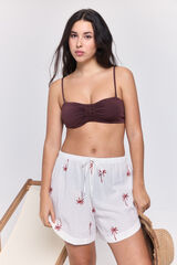 Pieces Shorts algod&oacute;n org&aacute;nico bordado blanco