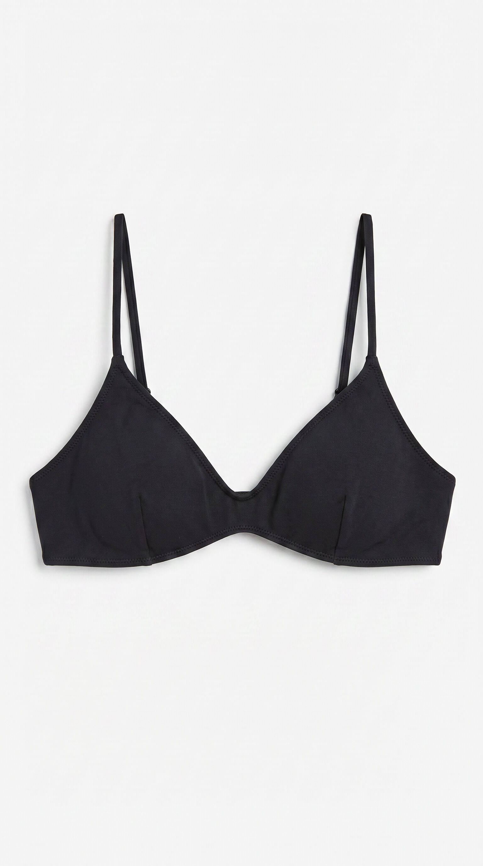 HI&BYE Crni jednobojni top bikinija sa V-izrezom