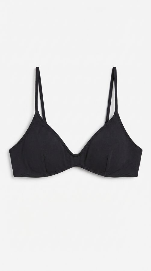 HI&BYE Crni jednobojni top bikinija sa V-izrezom Crna
