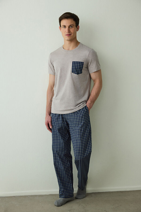 Penti Men's Western Slogan Printed Short Sleeve Cotton Pajama Set printed