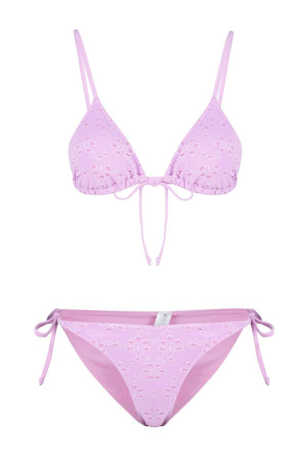 Trendyol Conjunto de bikini triangular brocado rosa