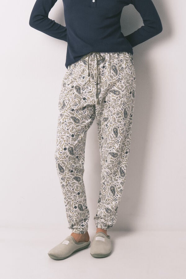 Women'secret Pamučne duge pantalone sa Paisley dezenom Print