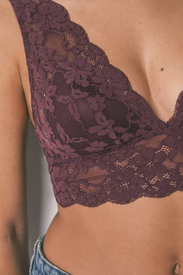 Women'secret Grudnjak bralette grudnjak sa halter od granata čipka Bordo