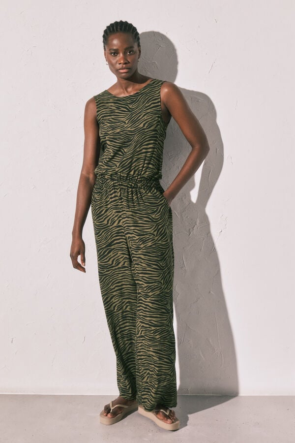 Women'secret Dugi kombinezon animal print Crna