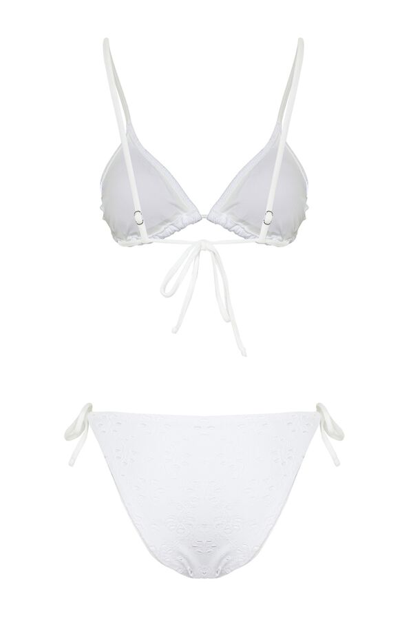 Trendyol Conjunto de bikini triangular brocado blanco