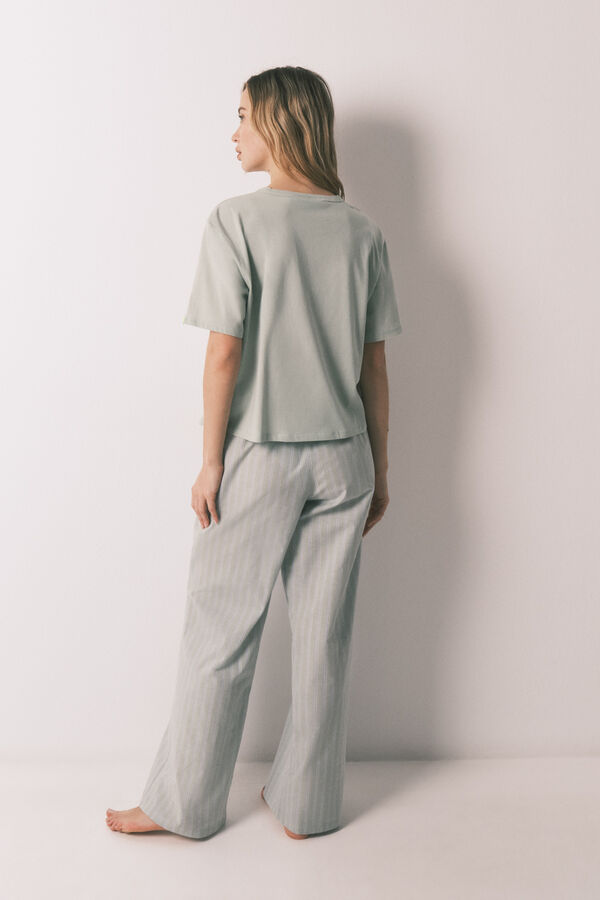 HI&BYE Zelena 100% pamučna duga prugasta pidžama Zelena