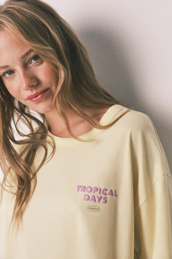 HI&BYE Žuta pamučna kratka pidžama na pruge Žuta