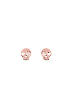 Singularu Rose Gold Skull Earrings pink