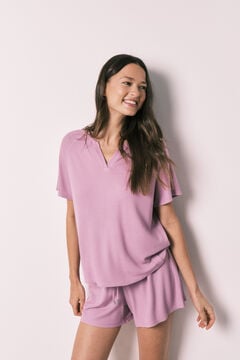 Women'secret Roze kratka pidžama od vafl tkanja