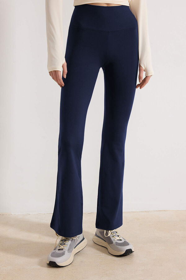 Trendyol Leggings Flare tiro alto azul