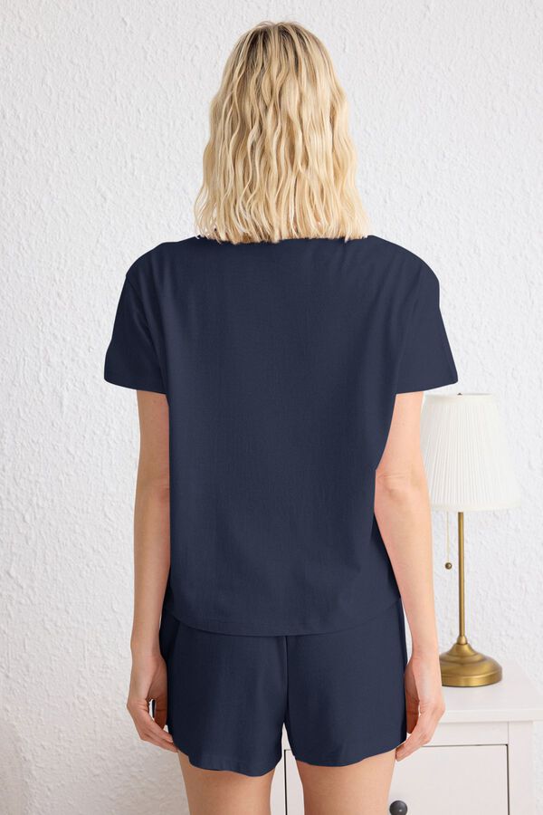 Trendyol Conjunto de pijama corto coraz&oacute;n azul