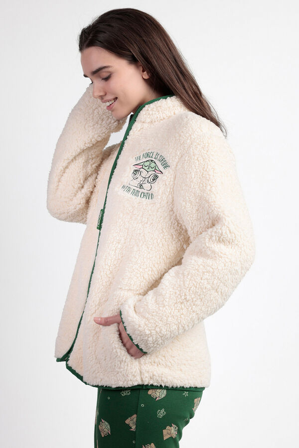 Admas Women's baby Yoda Mandalorian short shearling robe Bež