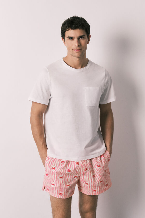 Women'secret Mu&scaron;ki kupaći kostim sa prugama i rakovima Koralna