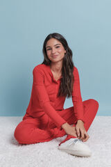 HI&BYE Duga crvena pidžama od rebraste tkanine Crvena