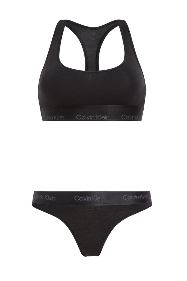 Calvin Klein Pack de sujetador bralette y tanga logo CK negro