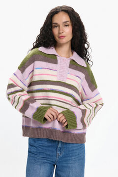 Pieces Camisola gola polo contrastante