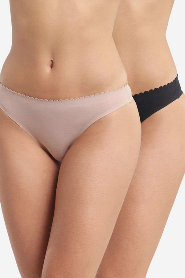 DIM Pack of 2 laser cut cotton thongs printed