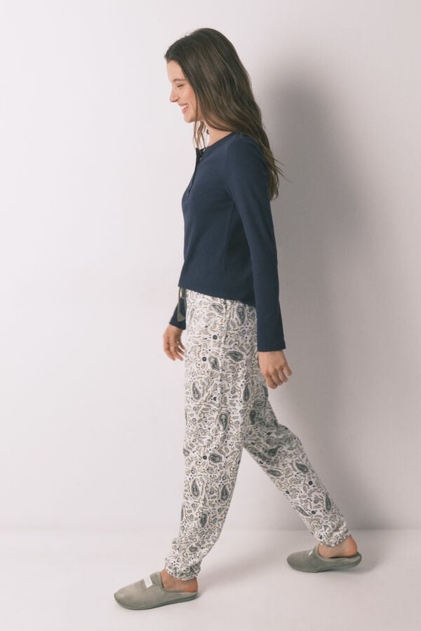 Women'secret Pamučne duge pantalone sa Paisley dezenom Print