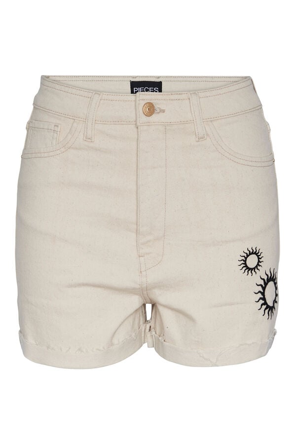 Womensecret Women's denim shorts. Sun detail on one side. Bež