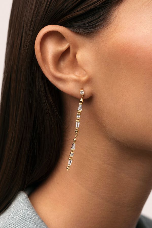 Singularu Pendientes Long Iris Ba&ntilde;o Oro amarillo