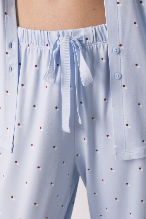 Women'secret Plava duga ko&scaron;ulja pidžama sa tufnama Print