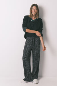 Women'secret Camiseta manga larga waffle negro