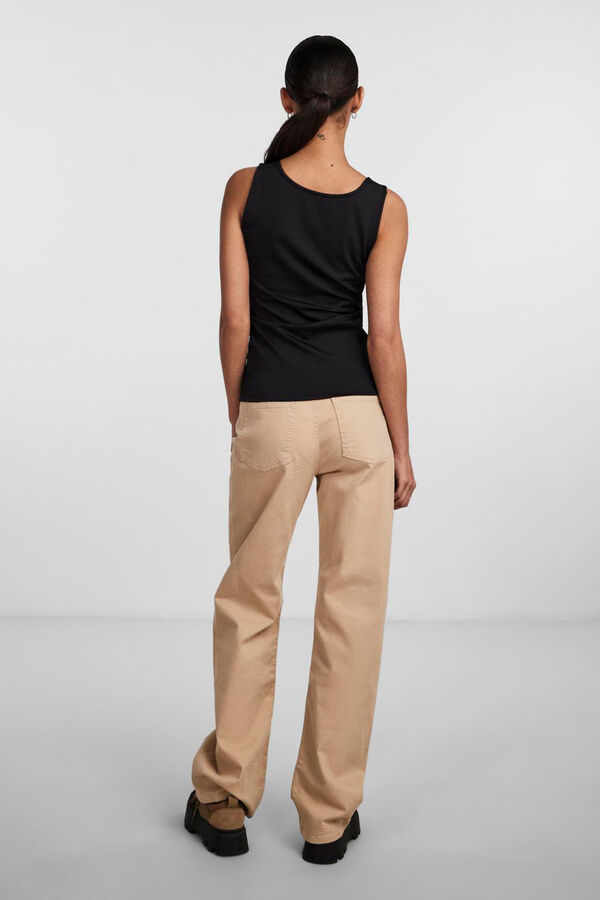 Pieces Camiseta b&aacute;sica escote reversible negro