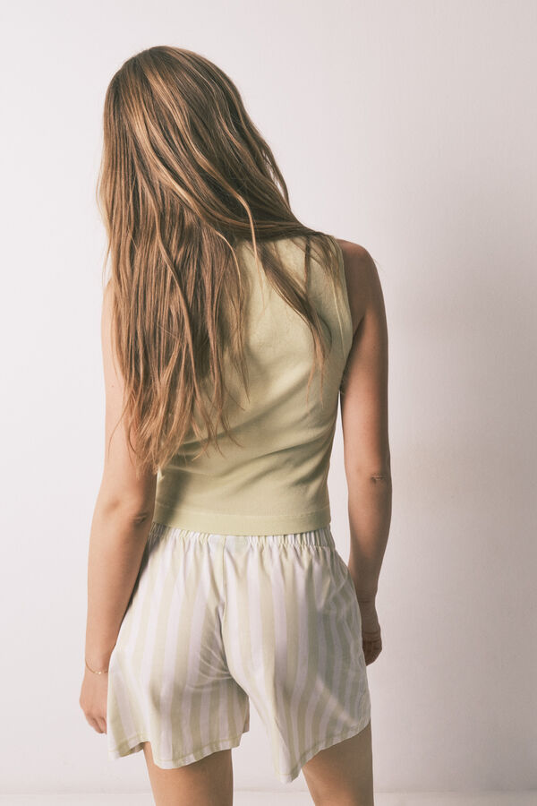 HI&BYE Zelena pamučna kratka pidžama na pruge Zelena