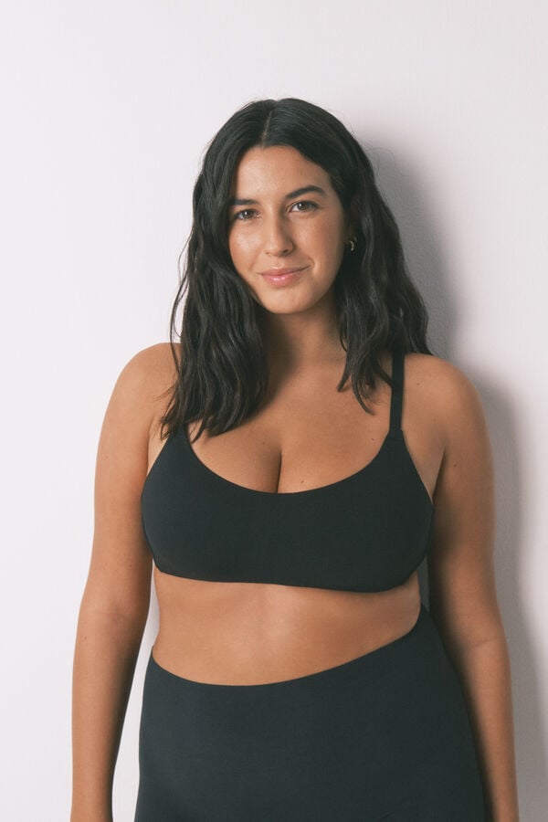 Women'secret Crni pamučni top grudnjak Crna