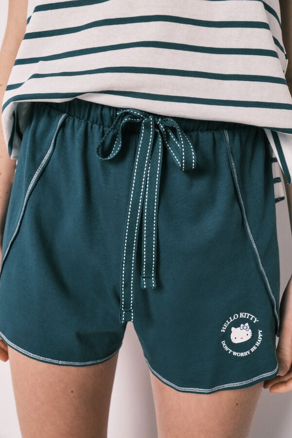 Women'secret Prugasta kratka pidžama Hello Kitty Print