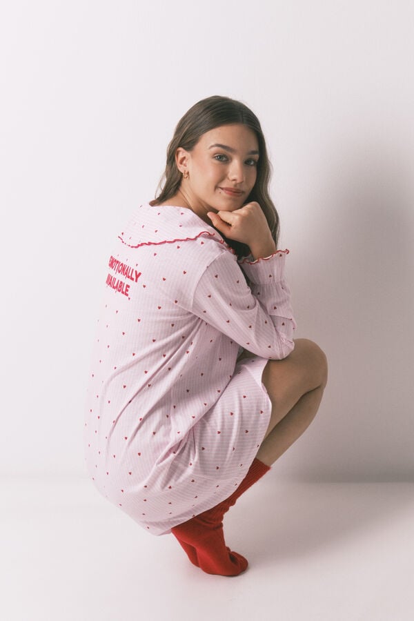 Women'secret Pamučna spavaćica sa Piter Pan kragnom Roze