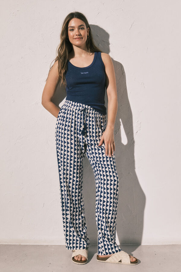 Women'secret Plave pantalone sa geometrijskim printom Print