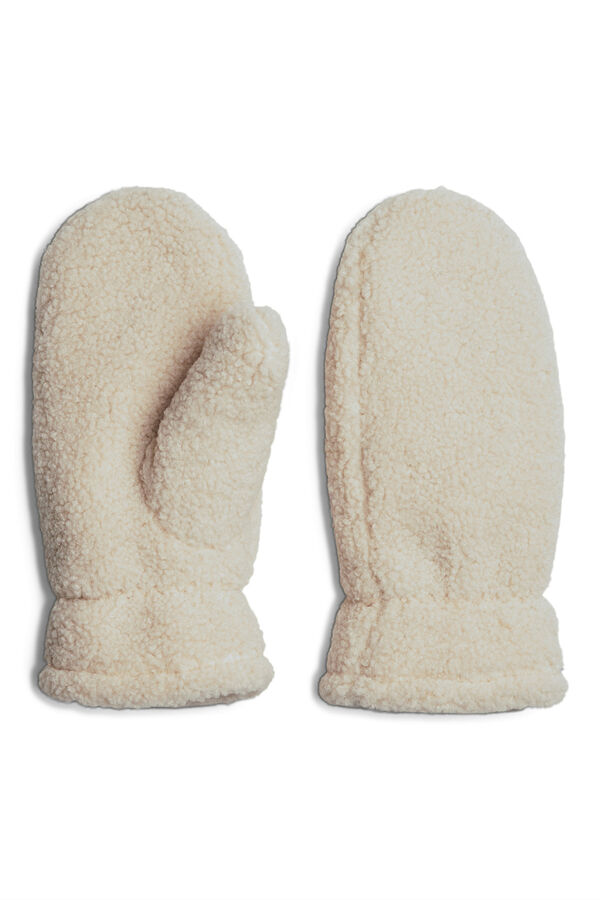 Pieces Luvas de pel&uacute;cia bege