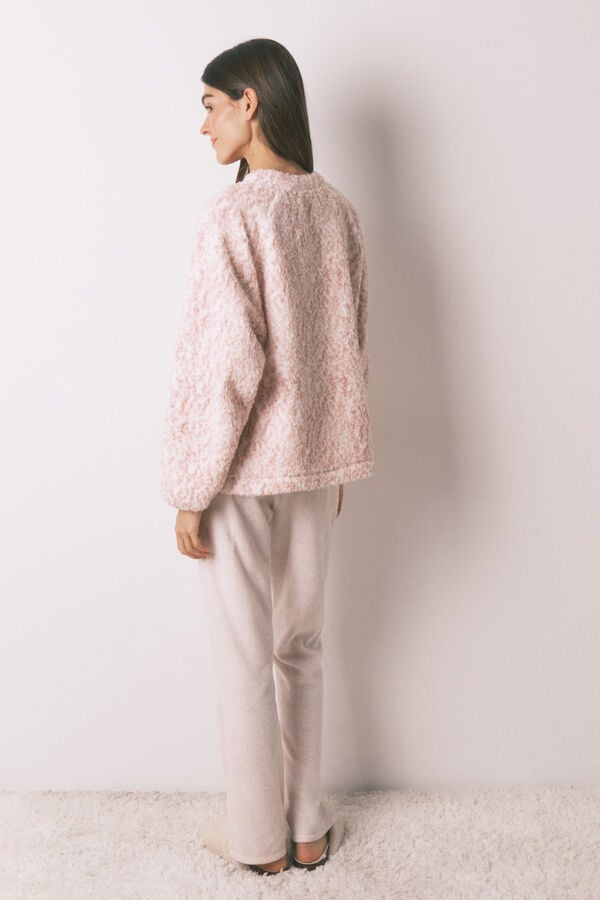 Women'secret Long pyjamas faux shearling pink Roze