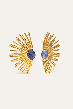 Singularu Pendientes Sunbeam Azul Acero Ba&ntilde;o Oro