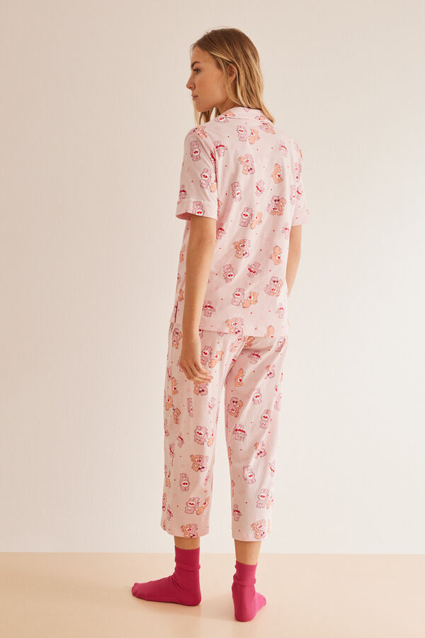 Womensecret Gondos Bocsok-mintás, inges pizsama, 100% pamutból rózsaszín